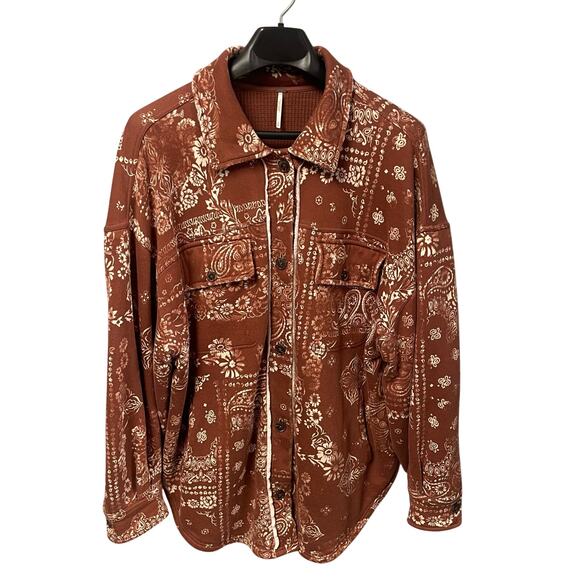 Free People Jackets & Blazers - Free People West Coast Bandana Print Ruby Jacket in Copper Combo Womens Medium